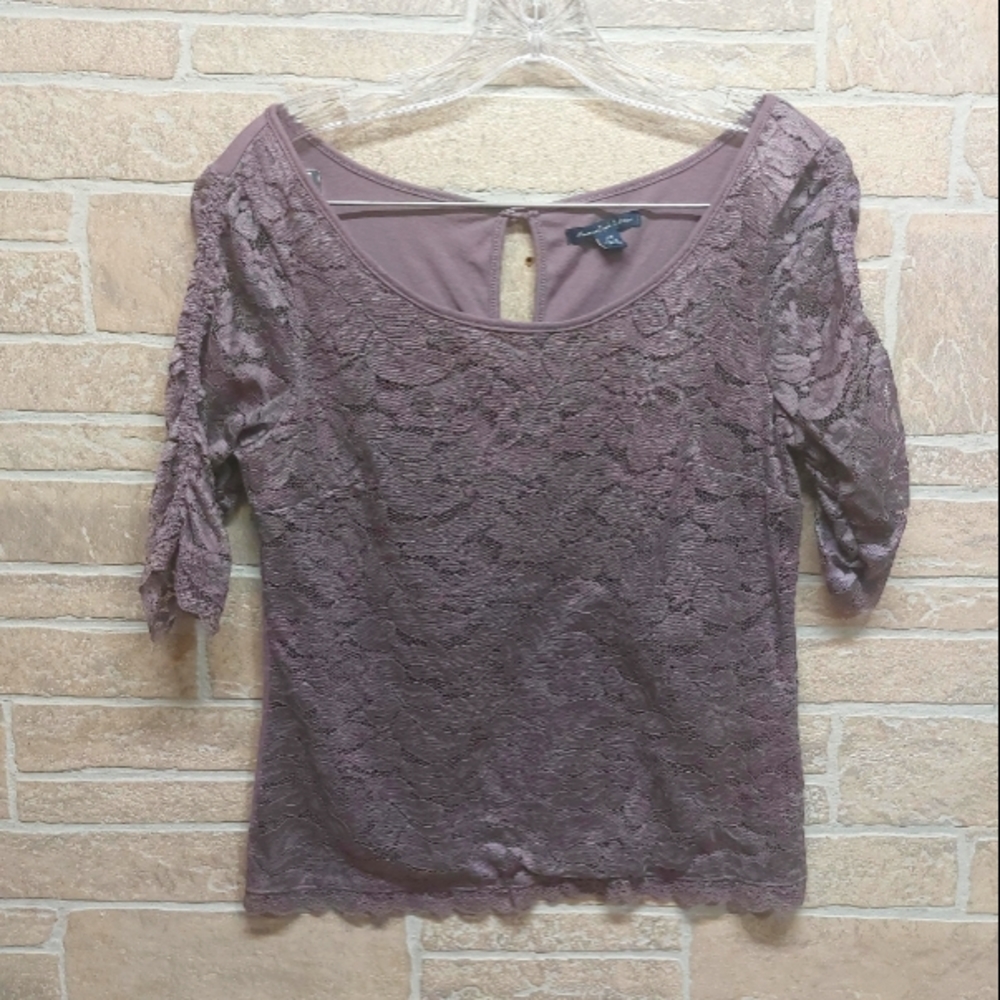 American Eagle Outfitters lace front blouse dark purple size M
